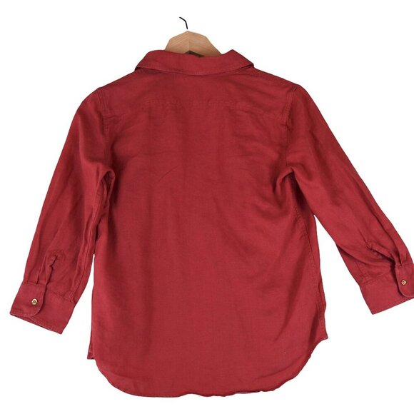 Lauren Ralph Lauren Petite P/P Red 100% Linen Utility Button Shirt Petite Small - Picture 4 of 7